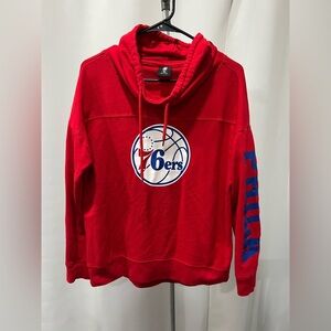 NBA Philadelphia 76ers Red Cowl/Funnel Neck Pullover sz Large